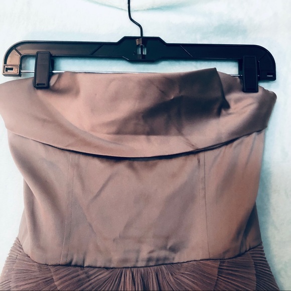 BCBGMaxAzria Satin Scalloped Strapless Mini Dress - Picture 2 of 8